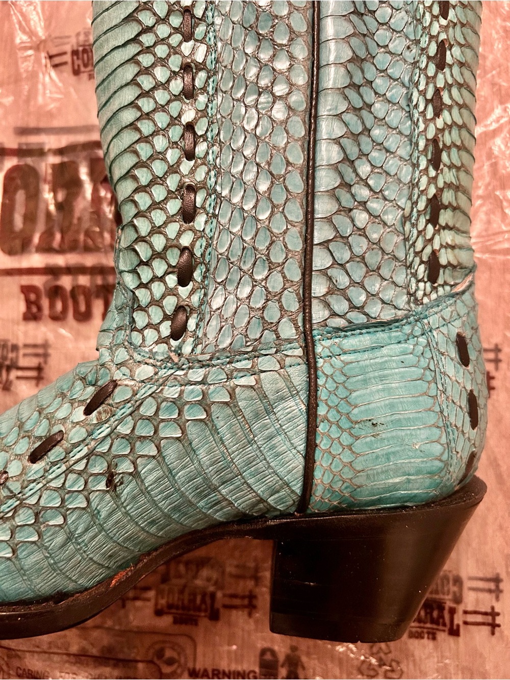 Corral Turquoise Snakeskin Western Knee Boots - Picture 10 of 13